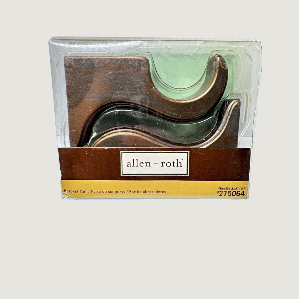 NEW Allen + Roth 2" Curtain Rod Bracket Pair Vintage Brown & Gold #275064